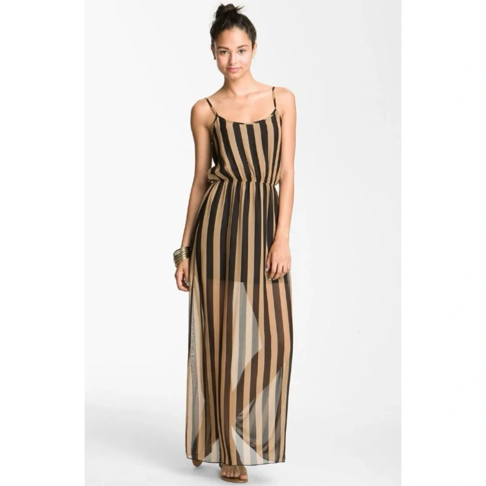 DEE ELLE Black Chiffon Maxi Dress Sheer Layer Size Small - Picture 8 of 10